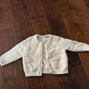 Hanna Andersson Cream Knit Cotton Cardigan Sweater Boy Girl 6-12 Months